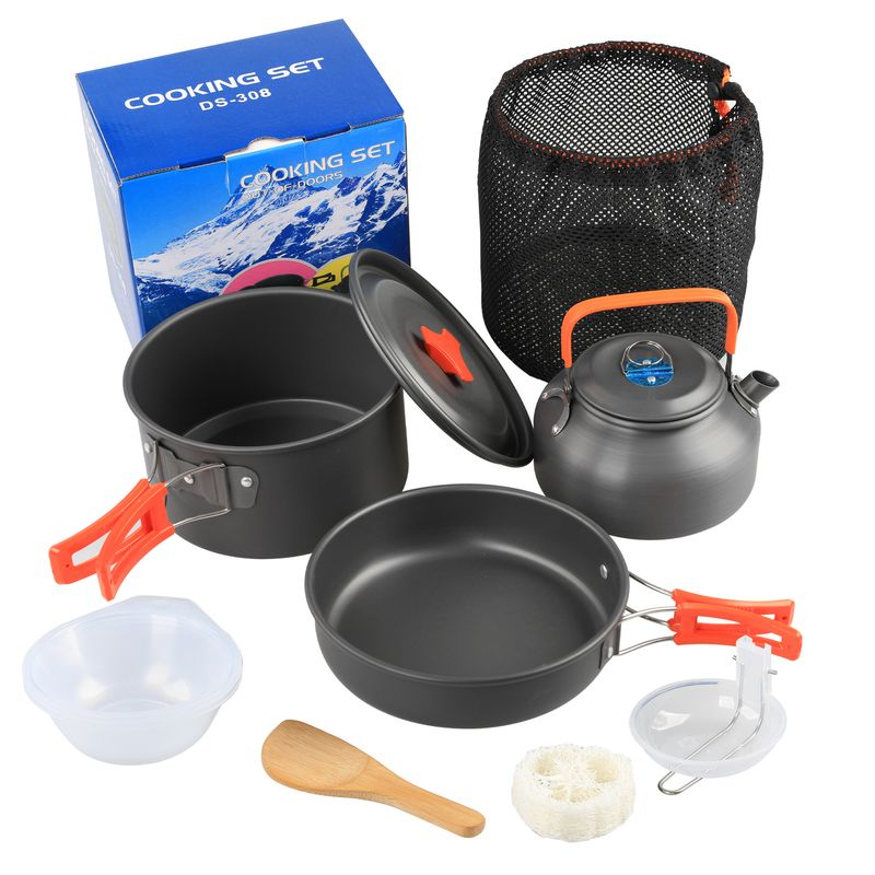 Outdoor Teapot Set With Accessories DS 308 Pot Set Combination Alumina Material Portable Camping Pot Set Teapot_voghion.com