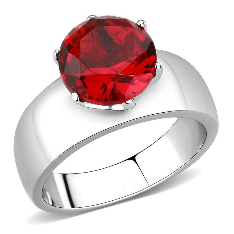 TK52007 - High polished (no plating) Stainless Steel Ring with Synthetic Synthetic Glass in Siam_voghion.com