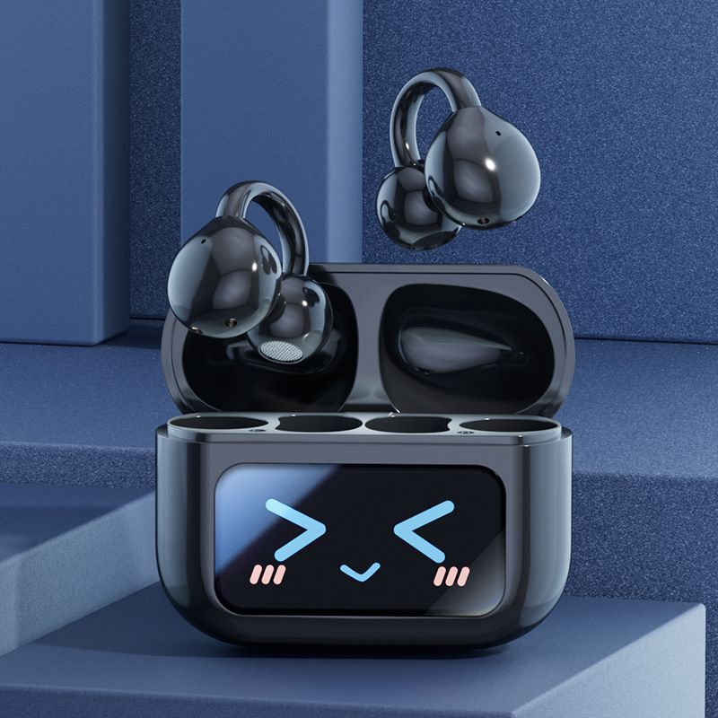 Auriculares de conducción ósea inalámbricos Bluetooth tipo clip para la oreja, buena calidad de sonido, intraauriculares con control táctil de pantalla_voghion.com