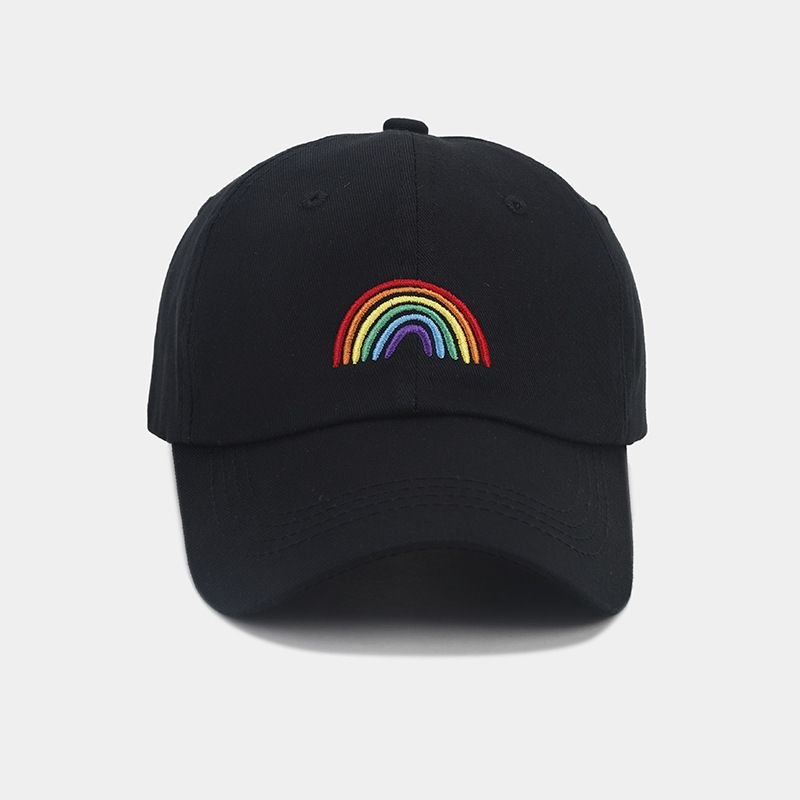 Men's Baseball Caps With Rainbow Embroidery Soft Top Cap For Autumn Outdoor Travel Sun Protection And Face Showing Small Sun Hat_voghion.com