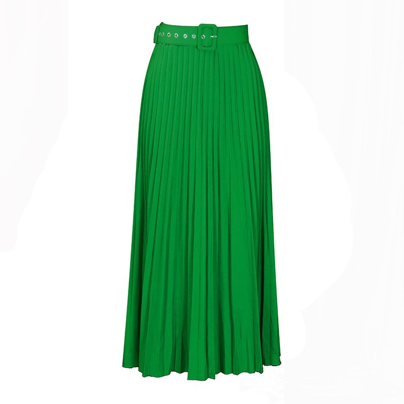 women's new high waist large skirt medium long pleated temperament drape foreign trade skirt_voghion.com
