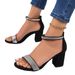 Thick Heel Sandals For Women's 2025 Summer New Design Sense, Small And Sexy, Open Toe One Line Buckle With Water Diamond_voghion.com