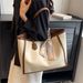 High end large capacity women 2023 new trendy and versatile color blocking shoulder for class commuting tote bag_voghion.com
