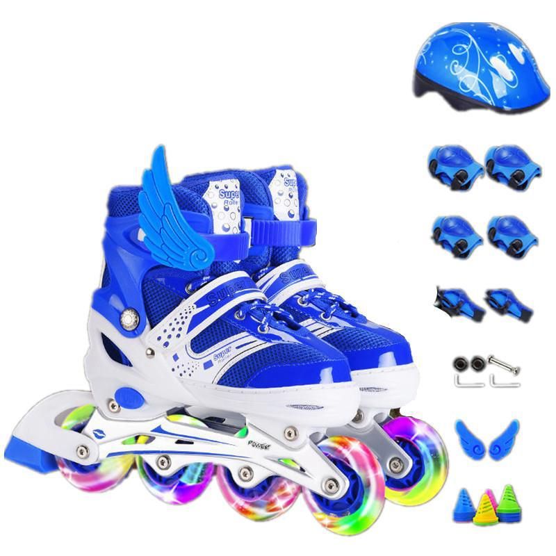 One Piece Of Skates For Children Full Set Of Roller Skates For Beginners 6 8 12 Years Old Boys And Girls_voghion.com