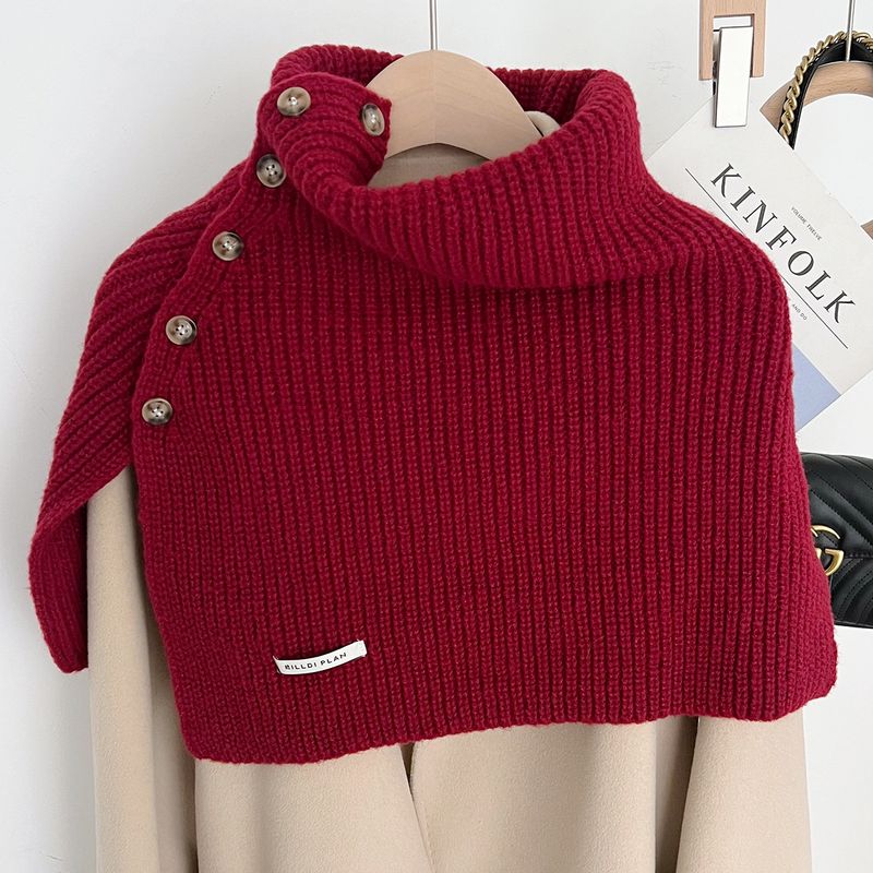 Einfarbig mode oberbekleidung mit schlitz schal, hohe hals, kinder herbst und winter gestrickte warme abdeckung, kopf_voghion.com