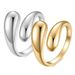 Anello aperto geometrico irregolare in acciaio inossidabile lucidato alla moda per donna_voghion.com