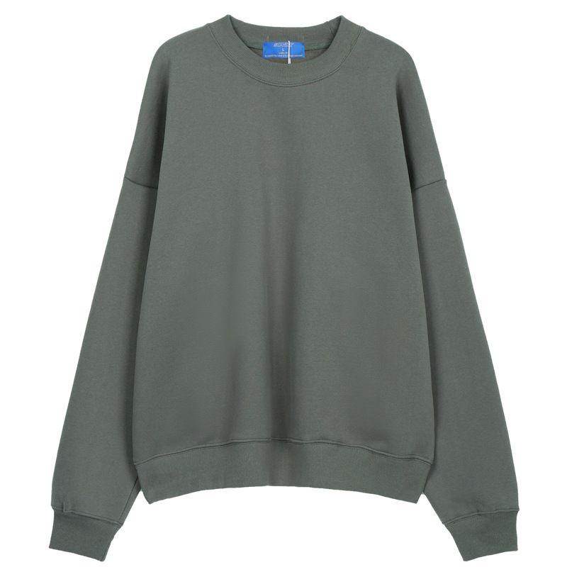 Men's Clothing #OVDY new autumn and winter men's trendy brand plus velvet thick solid color loose shoulder oversize round neck sweatshirt_voghion.com