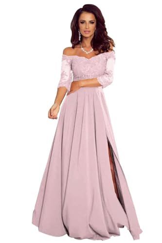 Abito da sera monospalla in chiffon e pizzo con spacco_voghion.com