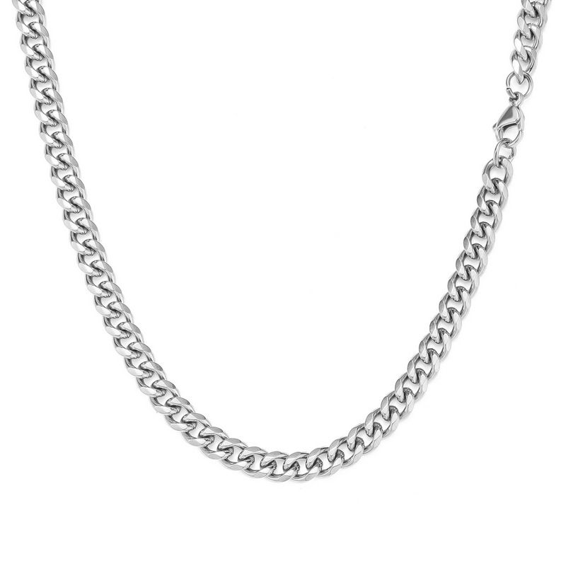 Stainless Steel Jewelry High-End Niche Six-Sided Cuban Chain Gold Thick And Thin Simple Unisex Necklace_voghion.com