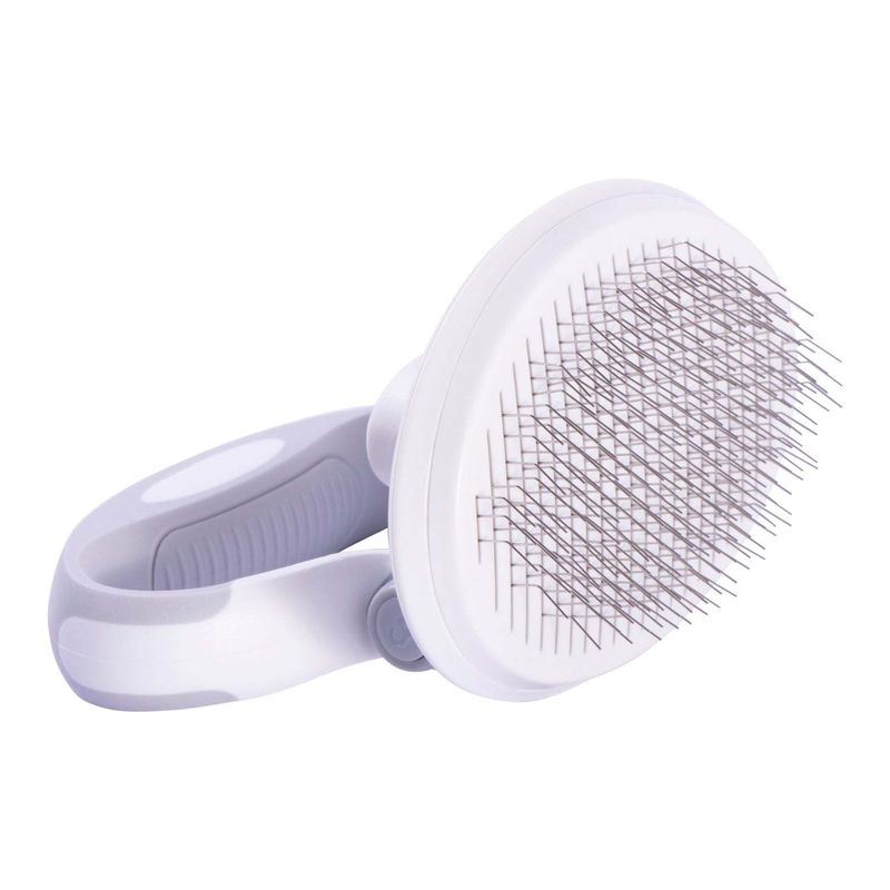 Pet Life 'Gyrater' Travel Self-Cleaning Swivel Grooming Slicker Pet Brush_voghion.com