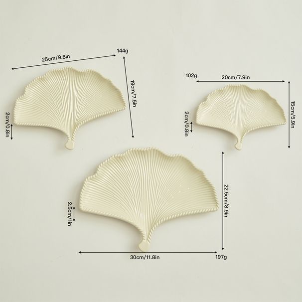 Ginkgoblatt-Tablett-Set – Elegante Servierplatten aus Eisen für Desserts, Snacks und Heimdekoration (3-teilig, europäischer Stil, handgefertigte Metallkunst)_voghion.com