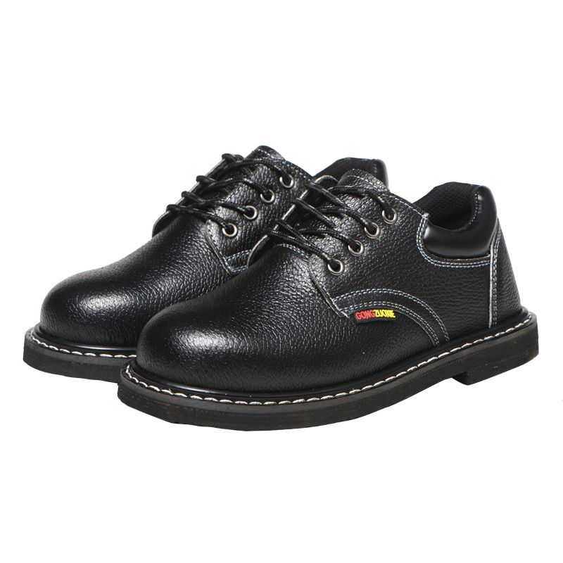 Cowhide labor shoes men's anti-smash and anti-puncture non-slip wear-resistant steel toe cap lightweight tire outsole safety shoes protective shoes_voghion.com