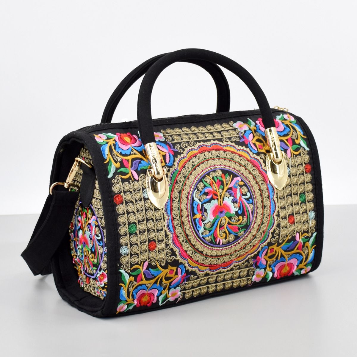 Damentaschen, National Style Retro Bestickte Handtasche, Canvas Stickerei, One Shoulder Crossbody Kissentasche, Reisetasche_voghion.com