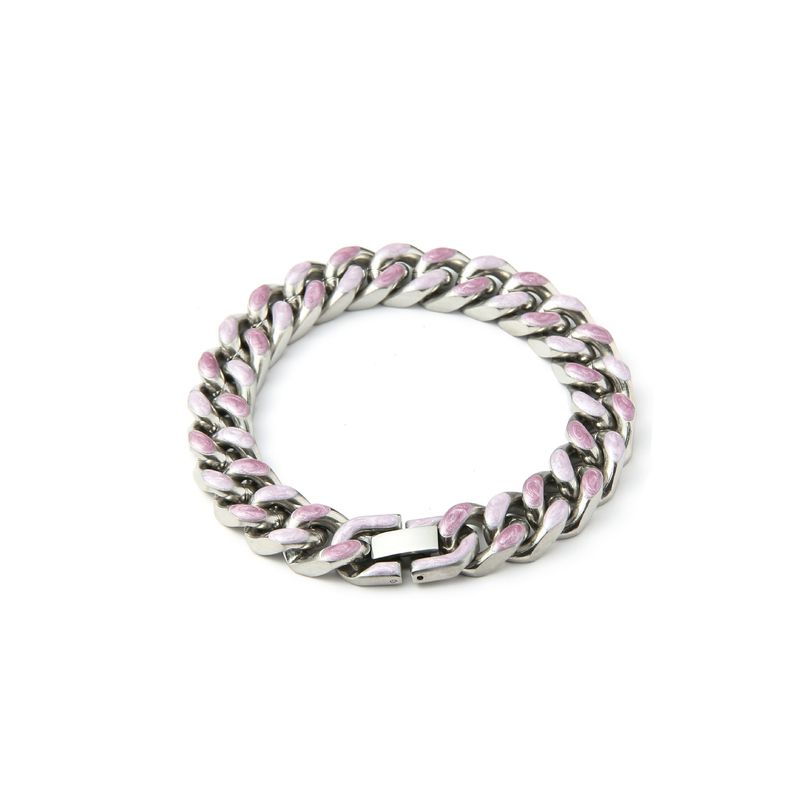 Hip Hop Drømmende Pink Stjerneblå Dobbeltsidet Slid Par Smykker Et Par Gratis Cuba Titanium Stål Armbånd Til Mandlige Og Kvindelige Venner_voghion.com