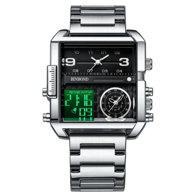 Merk Binbond met grote wijzerplaat multifunctioneel sportkwarts voor en herenhorloge_voghion.com