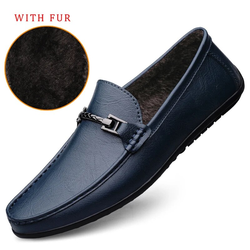 Echtes Leder Loafer Design Mokassin Mode Slip On Weiche Flache Casual Männer Erwachsene Männliche Schuhe Handgemachte Bootsschuhe_voghion.com