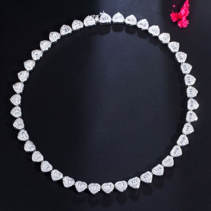 Collana Hip Hop con cuore pieno di diamanti, catena cubana, stile discoteca, stile street, girocollo in zircone a forma di cuore_voghion.com