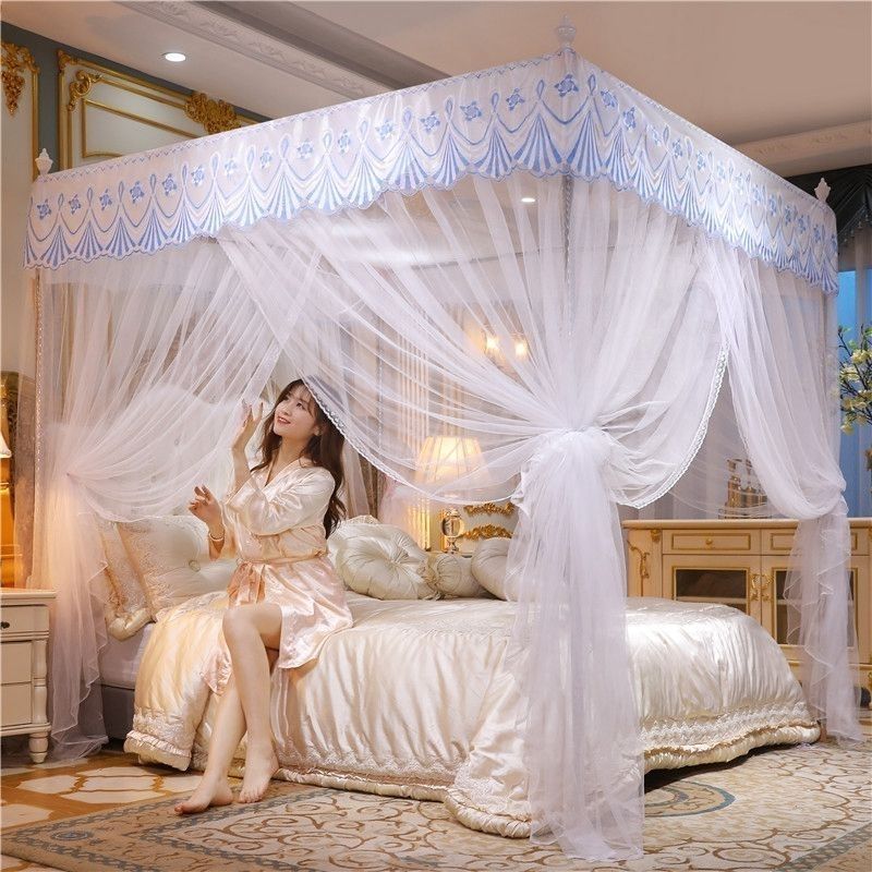Encrypted Floor-standing Mosquito Net Home Use, New Model With Three Doors, Palace Style, Thickened And Reinforced Frame_voghion.com