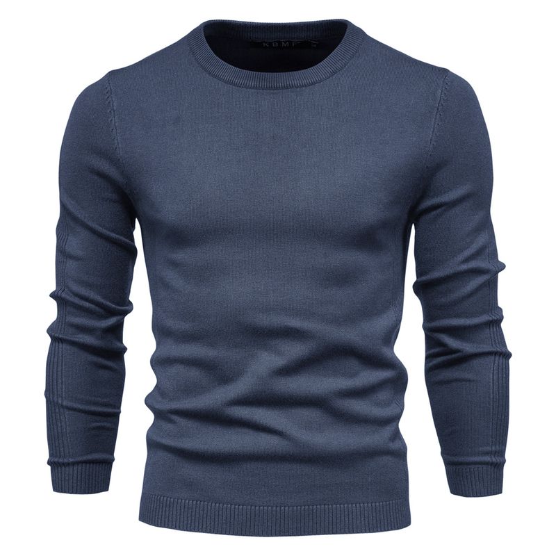 Maglione casual a collo alto, in tinta unita, per uomo, autunno e inverno_voghion.com