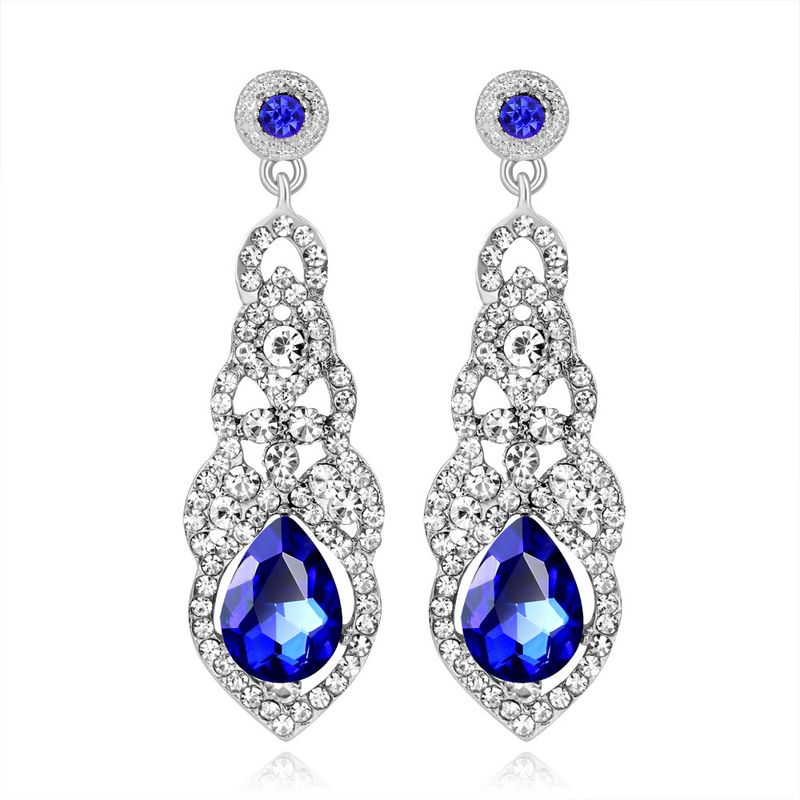 Shiny VENUS Crystal Long Dangle Earrings For Women Exquisite Rhinestone Hollow Stud Eardrop Bridal Weddin_voghion.com