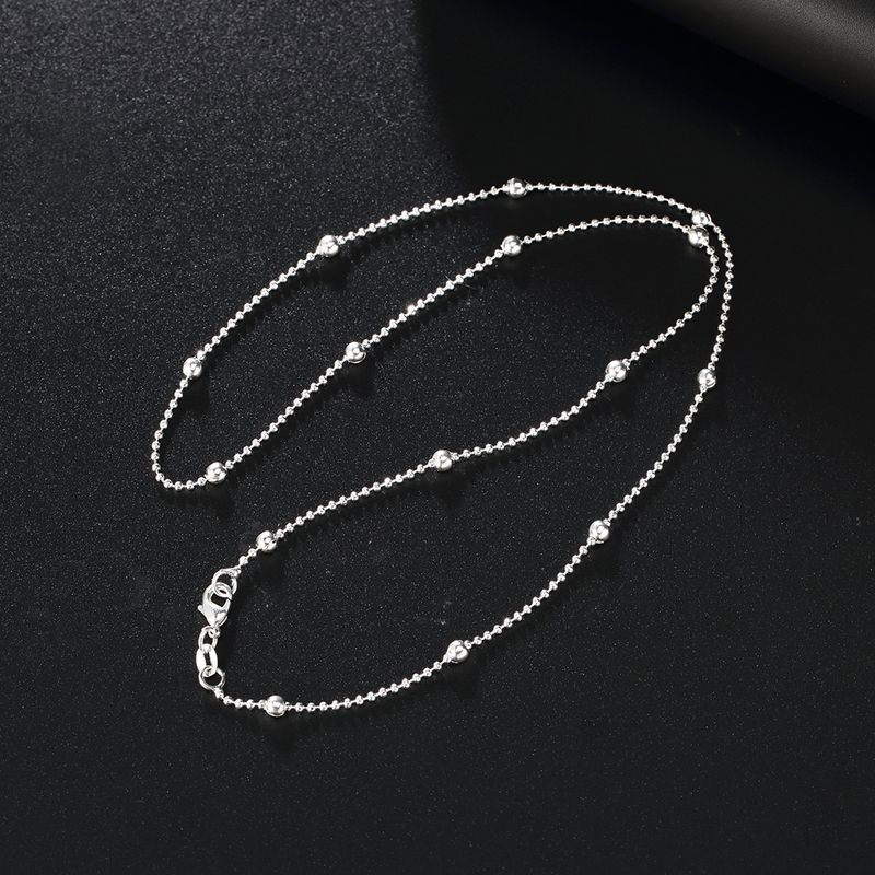 Collana con ciondolo in argento Sterling con perline rotonde e catena per donna, da 16 a 24 pollici, gioielli di lusso per feste, matrimoni e regali di Natale._voghion.com