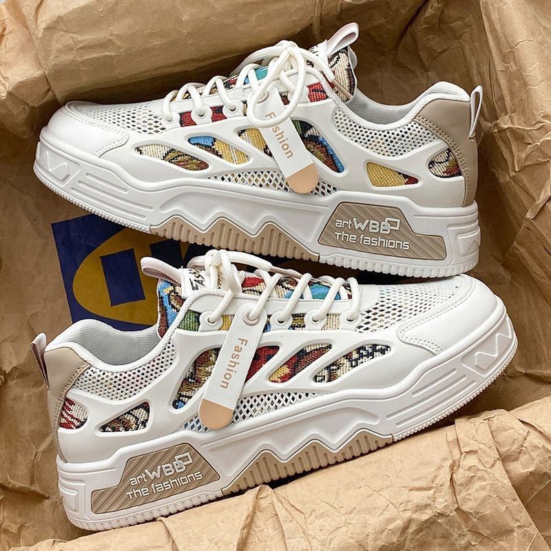 Men's shoes summer new breathable versatile thin sneakers national trend lightweight mesh sports shoes casual white shoes_voghion.com