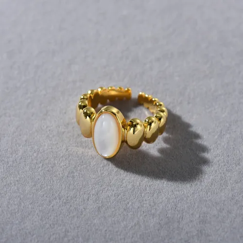Women's Jewelry Adjustable Open Ring Set - Tiger Eye & Mother Of Pearl Geometric Statement Rings Elegant Stackable Minimalist Band, Boho Chic_voghion.com