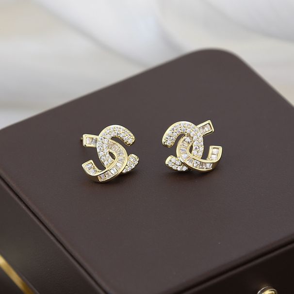 New style zircon encrusted double C small fragrant style earrings, high end, light luxury and versatile earrings for women, fashion jewelry_voghion.com