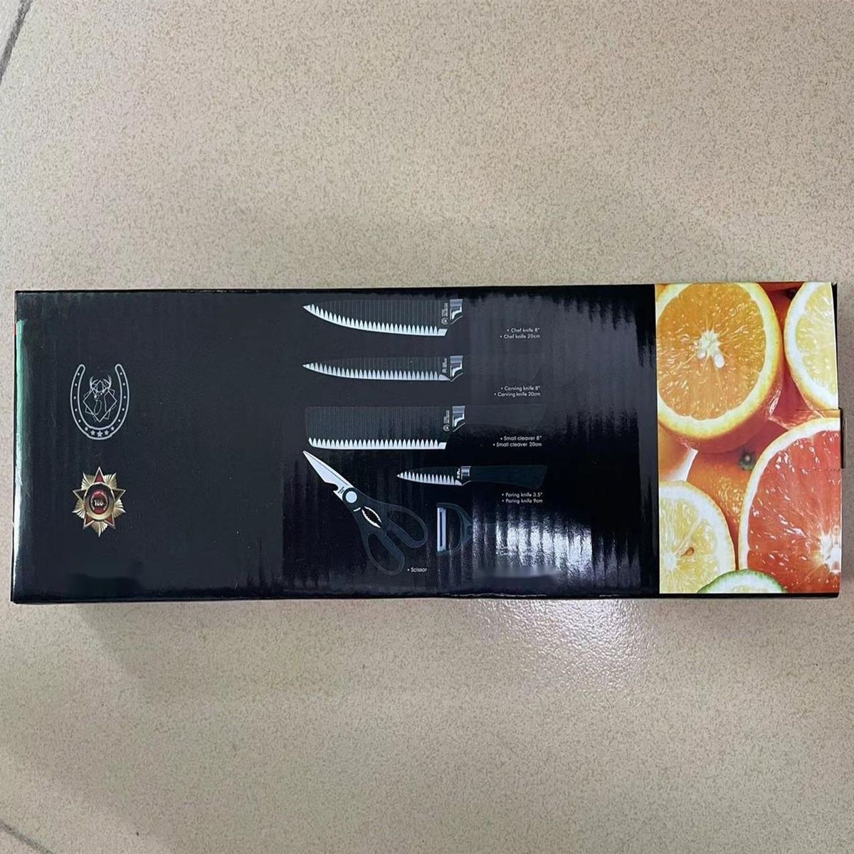 Set regalo antiaderente con motivo a onde e strisce, 6 pezzi, coltello 238A_voghion.com