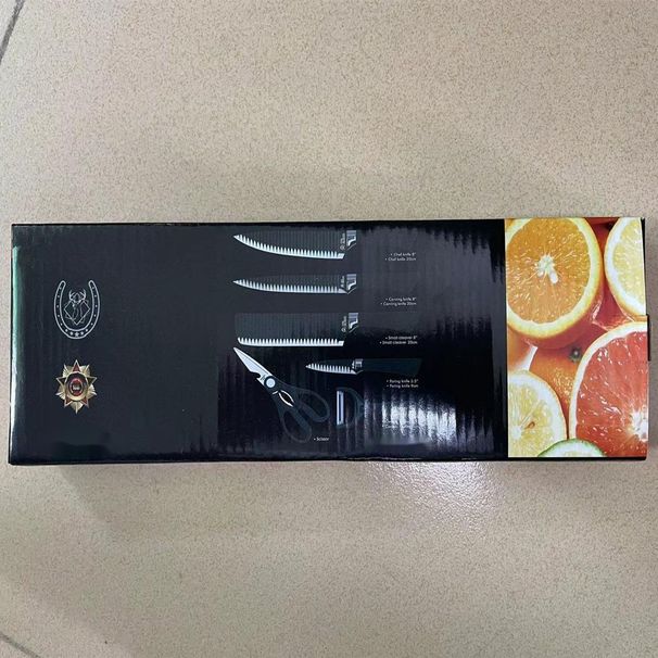 Set regalo antiaderente con motivo a onde e strisce, 6 pezzi, coltello 238A_voghion.com