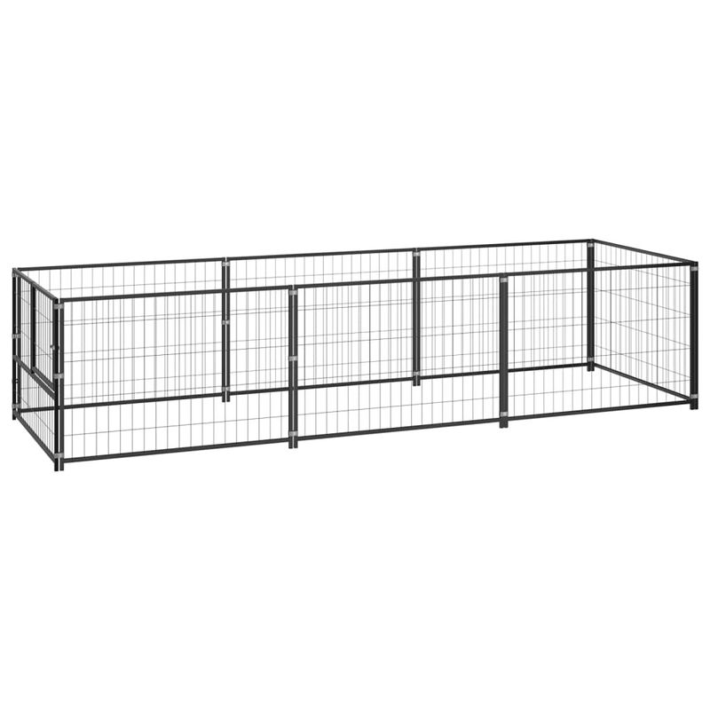 Dog Kennel Black 32.3 ft² Steel_voghion.com