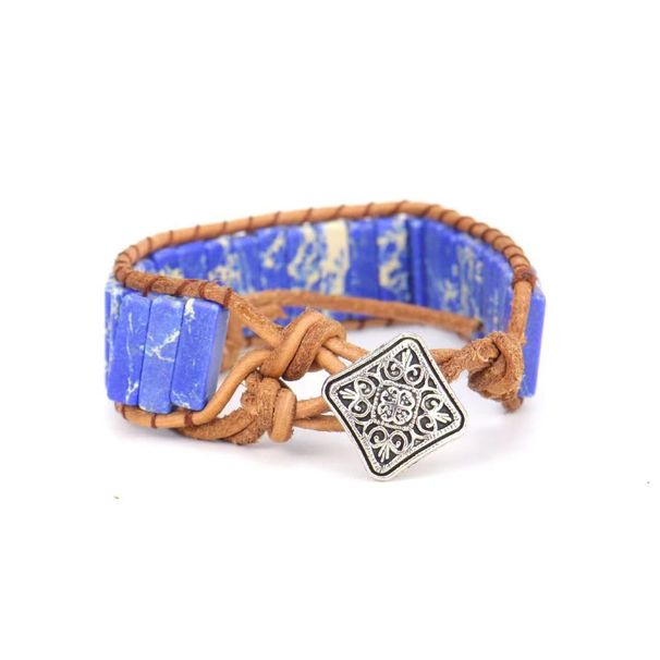 Braccialetto bohémien con perline per uomo e donna, bracciale in pelle fatto a mano con perline di pietre preziose, cinturino unisex regolabile da indossare tutti i giorni_voghion.com
