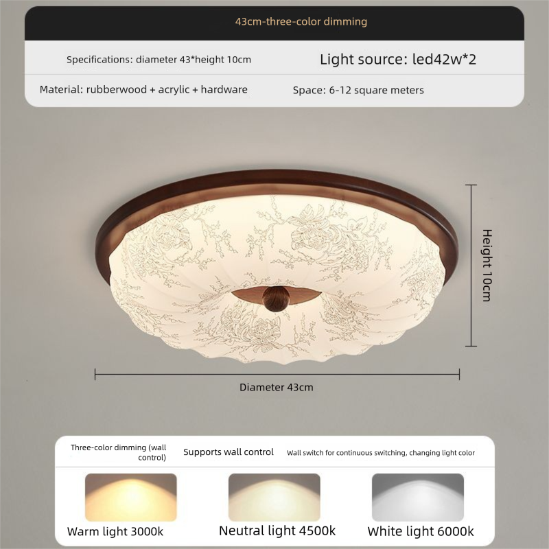 Neue Song-Dynastie-Ästhetik, 40 W, Augenschutz, energiesparende Schlafzimmer-Deckenleuchte, intelligente Elfensteuerung_voghion.com