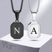 Vnox First Geometric Necklaces for Men Women, Stainless Steel Square Rectangle Pendant, A-Z 26 Letter Alphabet Boys Collar_voghion.com