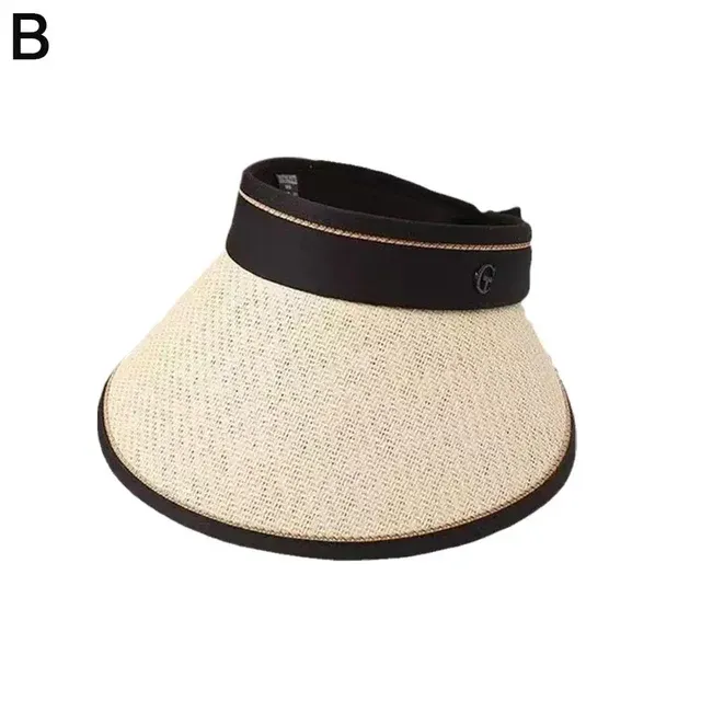 Nouveautés Chapeau de paille pliable à la mode avec protection UV pour voyage, plage, cyclisme, plein air, soleil, femmes, W9A8_voghion.com
