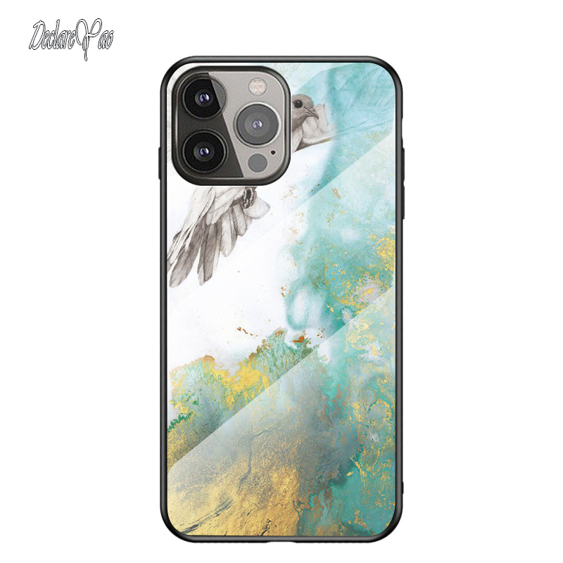 13 coques en verre DECLAREYAO Coque fine en verre trempé rigide pour Apple iPhone 14 13 Pro 12 11 14 Max X Xs XR SE 2 3 8 7 6S P_voghion.com