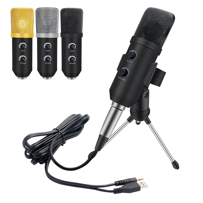 USB-mikrofon Studio Professzionális kondenzátoros vezetékes számítógépmikrofon állvánnyal_voghion.com