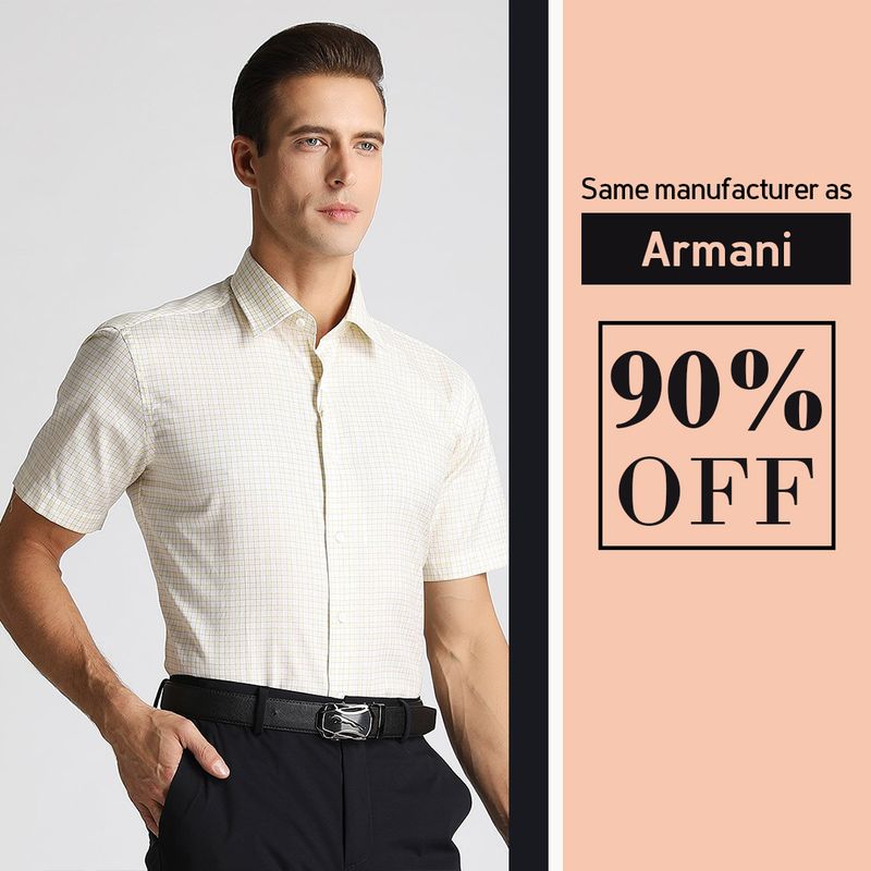 Bequemer Stoff aus 100 % Baumwolle, erfrischendes und kühles, lässiges Kurzarmhemd für Herren mit mittlerem Raster_voghion.com