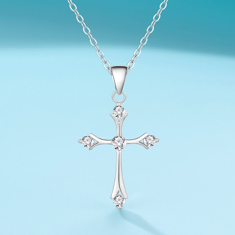 Collar de lujo con cruz de plata Dongdaemun de Corea del Sur para mujer, joyería sencilla y versátil de estilo INS._voghion.com