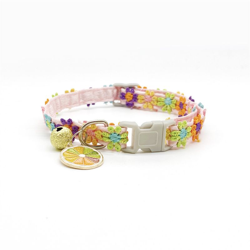 Pet Necklace Colorful Lace Flower Puppy Accessories Neck Ring Bell Cat Collar_voghion.com