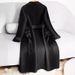 Women's Oversized Trench Coat With Belt, Alpaca Wool Blend Long Coat For Work & Casual, Korean-Japanese Style Loose Fit Duster (Black)_voghion.com