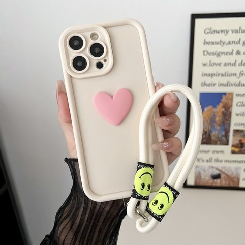 Custodia morbida per telefono con cuore 3D e cordino per Samsung Galaxy S24, S23, S21 Plus, S24, S23 Ultra, S23, S21, S20 FE, S24+, S23+, S22+, S21_voghion.com