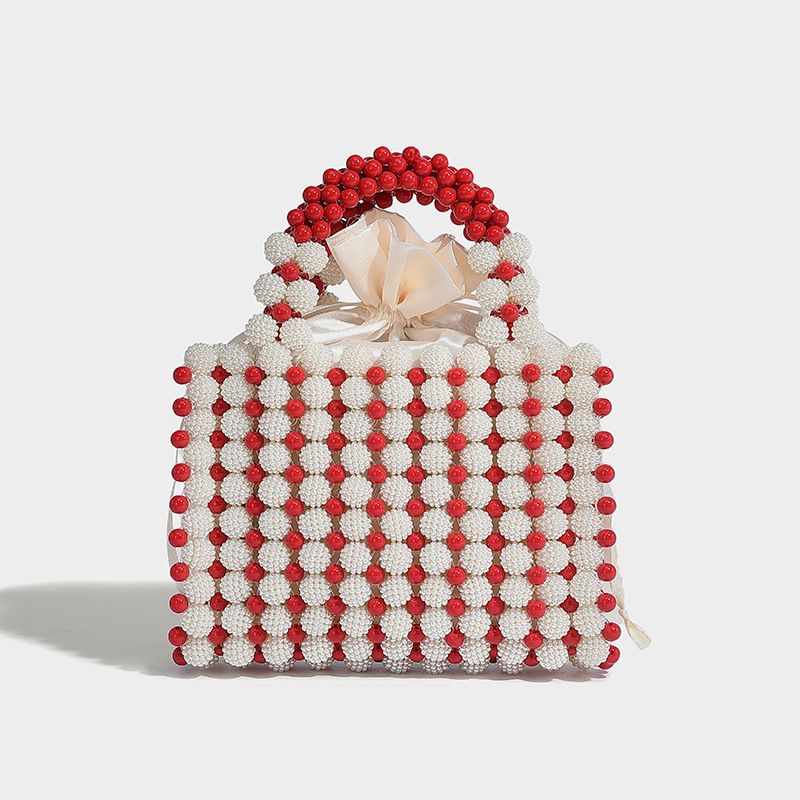 Borsa a mano piccola quadrata di alta qualità, con blocco di colore, perla di bacca di autunno e inverno, moda di lusso leggera_voghion.com