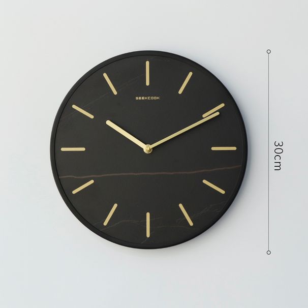 Minimalist Nordic Wall Clock With Elegant Rock Plate And Metal Frame Marble Design_voghion.com