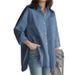 Verve Autumn Winter New Solid Color Long Sleeve Turn-down Collar Irregular Plus Size Women's Shirt_voghion.com