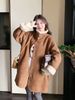Cappotto in pelle di pecora color caffè Melad per donna, di alta qualità, in pelle scamosciata spessa, modello Petite, 2024_voghion.com