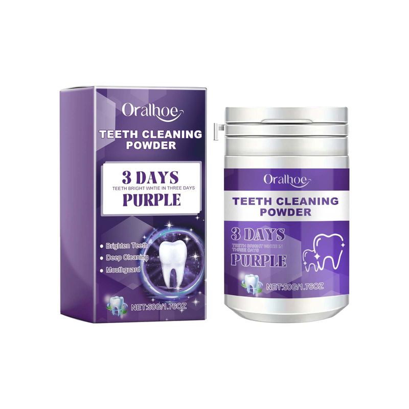 Poudre dentaire violette ORALHOE Rafraîchit l'haleine, Tartre, Pierres dentaires, Poudre nettoyante pour dents blanches, Soins bucco-dentaires_voghion.com