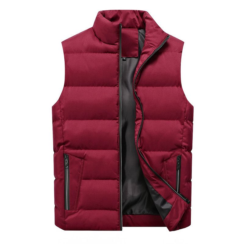 Gilet col montant pour homme – Veste matelassée légère sans manches, coupe slim avec poches zippées (M-8XL), indispensable pour les superpositions décontractées et streetwear._voghion.com