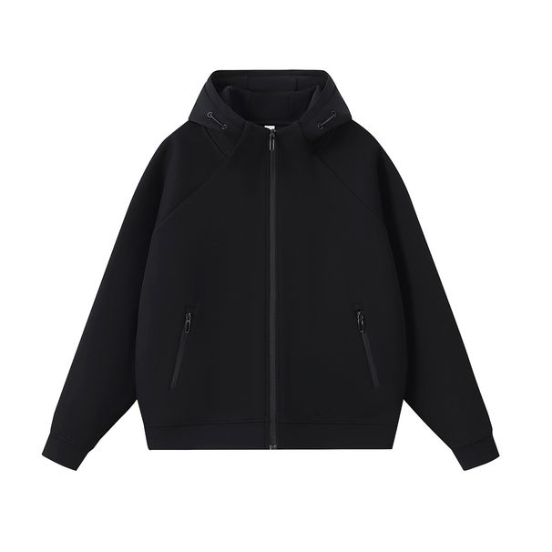 400G Rollkragenpullover mit Reißverschluss und Kapuze für Herren und Damen, schwere, einfarbige High-End-Pullover-Strickjacke für Herbst und Winter_voghion.com