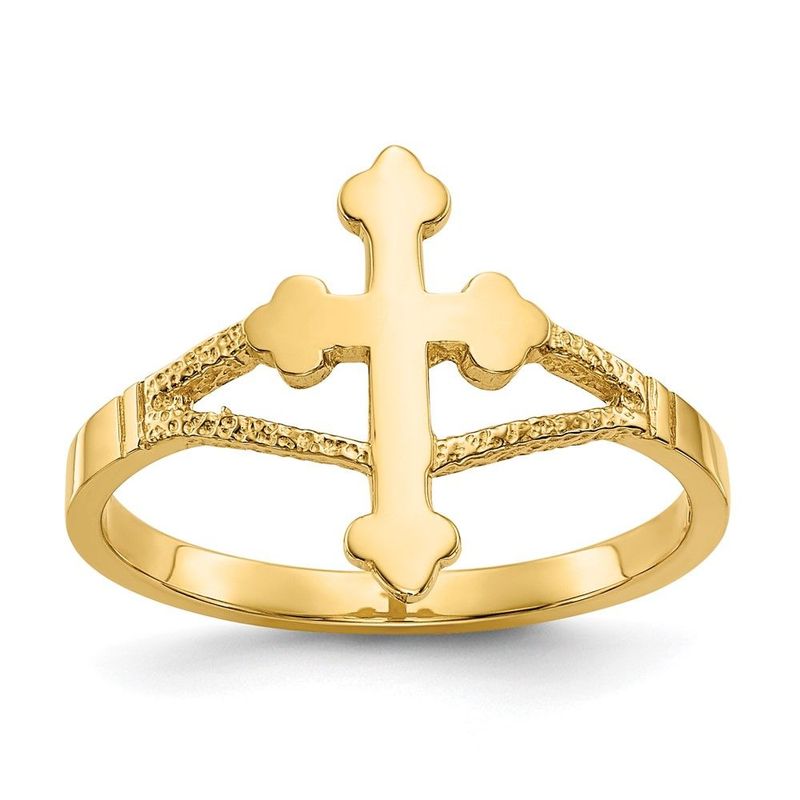 14k Polished Cross Ring_voghion.com